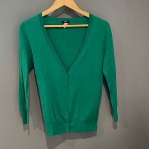 J. Crew green button up v-neck cardigan, S